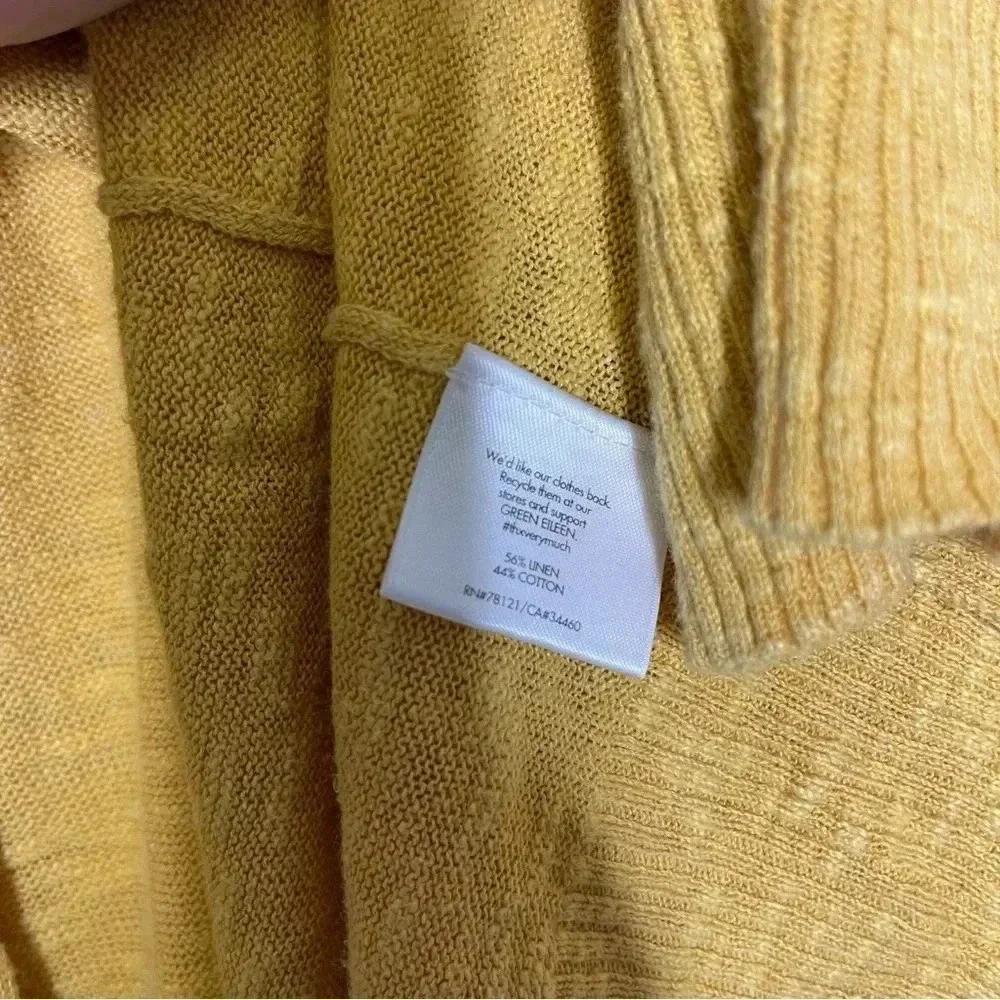 Eileen Fisher Yellow Cotton Linen Cardigan Sweater Size Medium